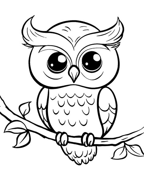 Owl Coloring Pages Free Printable, Owl Cute Drawing, Easy Owl Drawing, Cute Coloring Pages Free Printable, Baby Animal Coloring Pages, Cute Owl Art, Cute Owl Drawing, Owl Printable, Owl Drawing