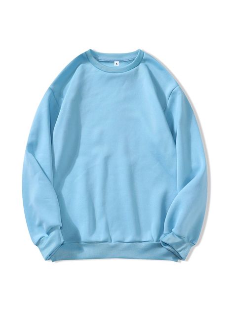 Baby Blue Casual  Long Sleeve Polyester Plain Pullovers Embellished Slight Stretch Spring Women Sweatshirts Solid Hoodie, Sweatshirts Men, Hoodies Pullover, Women Hoodies, Blue Sweatshirt, Streetwear Women, Solid Tops, Casual Streetwear, Casual Sweatshirt