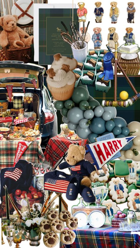 Ralph Lauren Birthday Party Theme, Ralph Lauren Theme Party, Ralph Lauren Party Theme, Polo Bear Birthday Party Theme, Vintage Boy Baby Shower Ideas, Polo Baby Shower Ideas Boys, Ralph Lauren Baby Shower Theme, Ralph Lauren Bear Party Theme, Polo Themed Baby Shower Ideas