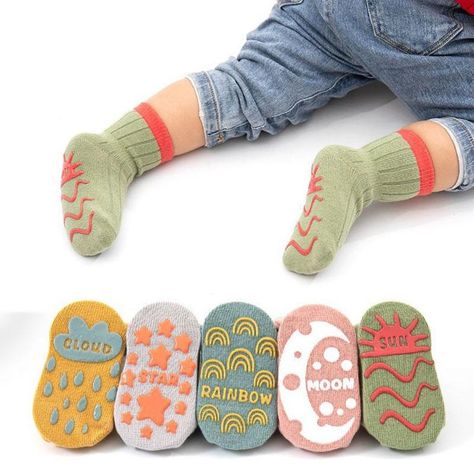 Baby Silicone Bottom Cotton Socks – MiniOlie Walking Socks, Baby Walking, Non Slip Socks, Baby Boy Accessories, Toddler Socks, Cute Socks, Solid & Striped, Baby Socks, Kids Socks