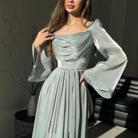 Custom Dress Form, Zipper Corset, Modest Evening Dress, Measurements Chart, Luxurious Dresses, Modest Dresses Casual, Evening Dresses With Sleeves, Evening Dress Fashion, فستان سهرة