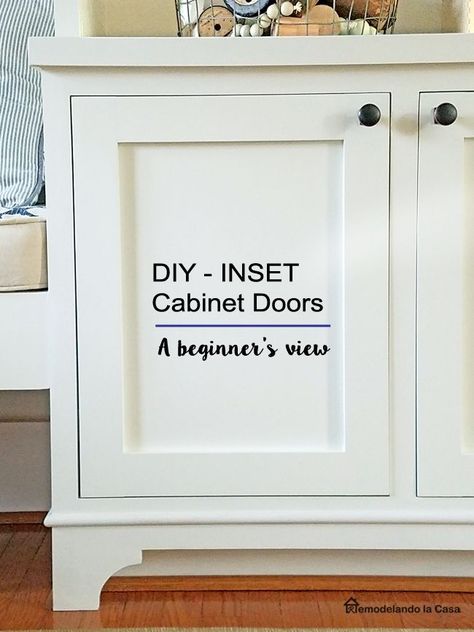 How to make inset cabinet doors - Shaker style -white base cabinet with door. #cabinetdoors #diyprojects #diyideas #diyinspiration #diycrafts #diytutorial #diy Cabinet Doors Diy, Cabinet Door Makeover, Inset Kitchen Cabinets, Inset Cabinet Doors, Shaker Cabinet Doors, Building Kitchen Cabinets, Diy Cabinet Doors, Door Makeover Diy, Doors Diy