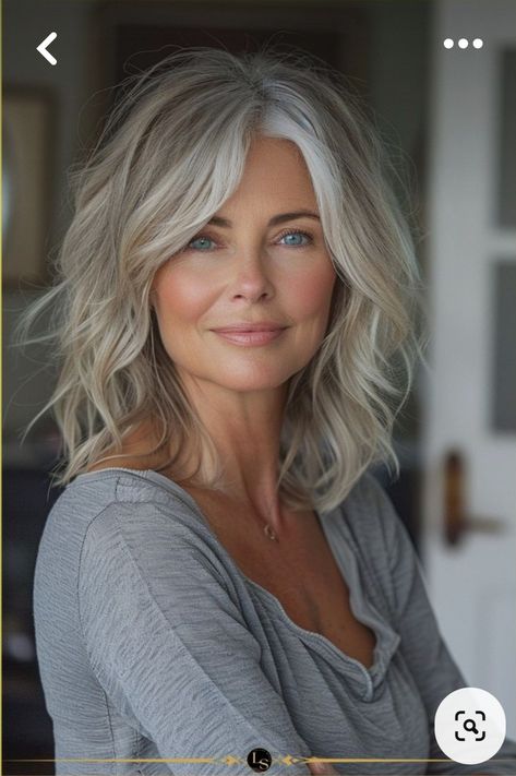 Mom Haircuts, Haircuts For Medium Length Hair, Layered Haircuts For Medium Hair, Beautiful Gray Hair, Mom Hairstyles, Haircuts For Medium Hair, Hair Color And Cut, Women Over 50, Shoulder Length Hair