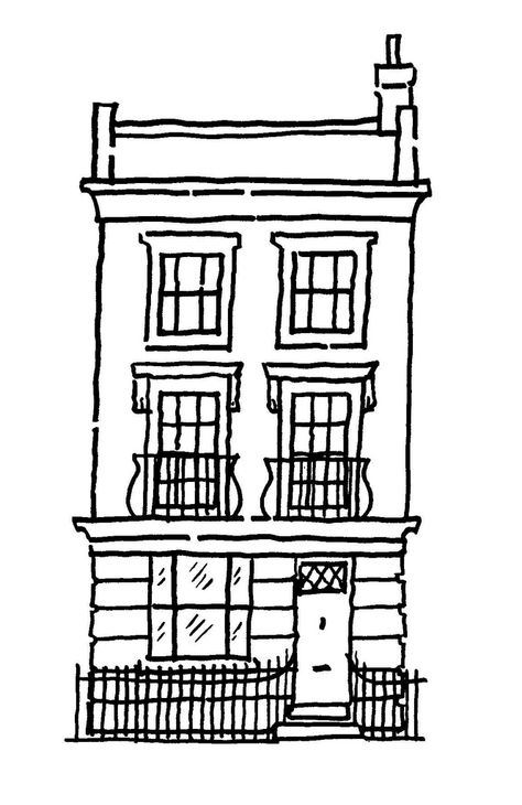 Line Drawing, town house for website | Flickr - Photo Sharing! Building Drawings Simple, Geometric House Drawing, Row House Drawing, Old House Drawing Easy, City Buildings Drawing Simple, Apartment Drawing Sketch, Buildings Drawing Simple, Easy Building Drawings, House Outline Tattoo