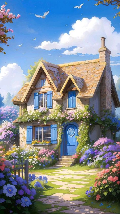 Expand your asset library and take your architectural drawings to the next level! Cottage Digital Art, Cozy Cottage Drawing, Fantasy House Drawing, Cottage House Drawing, Cottage Drawing, Cottage Illustration, Fantasy Cottage, Cute Cottages, Watercolor House Painting