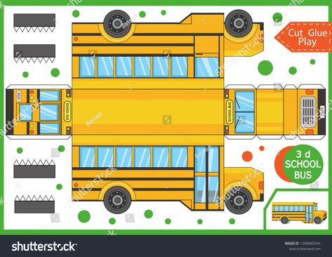 Cut and glue the paper a cartoon school bus. Worksheet with funny education riddle. Children art game. Kids crafts activity page. Create toys yourself. Birthday decor. Vector illustration. #Ad , #spon, #funny#Worksheet#education#Children Cartoon School Bus, Papercraft Templates Printables, Bus Cartoon, Illustration Funny, Cut And Glue, Wall Mockup, School Cartoon, Happy Birthday Quotes Funny, Paper Doll House