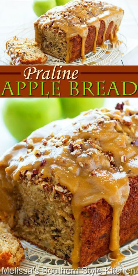 Praline Glaze, Brunch Dessert, Cookies Bars, Mid Afternoon, Fruit Bread, Apple Bread, Bread Recipes Sweet, Quick Bread Recipes, Sweet Breads