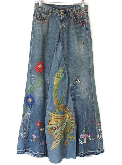 Design Dragon, Richard Scarry, Statement Skirt, Hippie Skirts, Boho Cottage, Distressed Denim Skirt, 70s Boho, Ralph Lauren Denim, Vintage Ralph Lauren