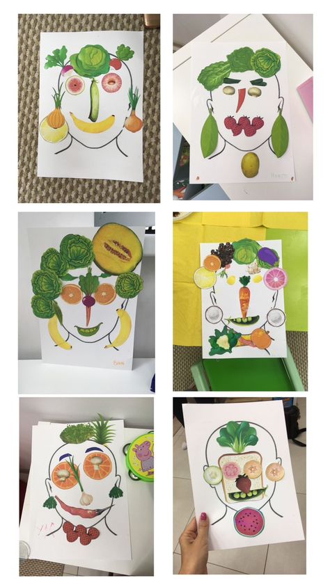 Vegetable Activity For Kids, Healthy Food Activities For Preschool, Healthy Food Activities, Healthy Food Art, Vegetable Crafts, Veggie Art, Fruit Crafts, Healthy And Unhealthy Food, Toddler Themes