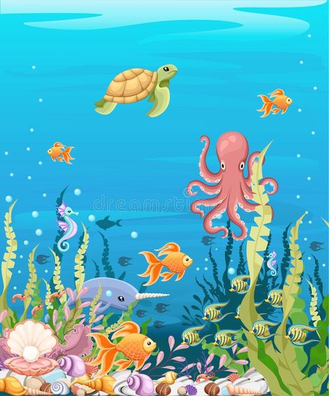 Fish Drawing For Kids, The Sea Background, Under The Sea Background, Underwater Drawing, Fish Under The Sea, Ocean Theme Classroom, Sea Drawing, Sea Background, Sea Quilt