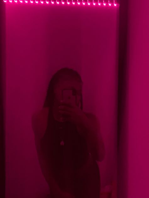 Pink Aesthetic Black, Led Lights Mirror, Future Pfp, Pink Led Lights, Lights Mirror, Snapchat Quotes, Girls Mirror, Pink Mirror, Aesthetic Black