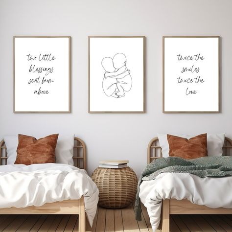 Twin Nursery Wall Art Quote Twin Nursery Minimalist Print For Gender Neutral Twin Wall Decor For Twin Nursery Printable Quote For Twins Room Twins Room Ideas, Twin Boy Girl Nursery, Small Twin Nursery, Twin Bedroom Decor, Boy Girl Twins Nursery, Twin Nursery Gender Neutral, Nursery Minimalist, Nursery Wall Art Quotes, Twin Nursery