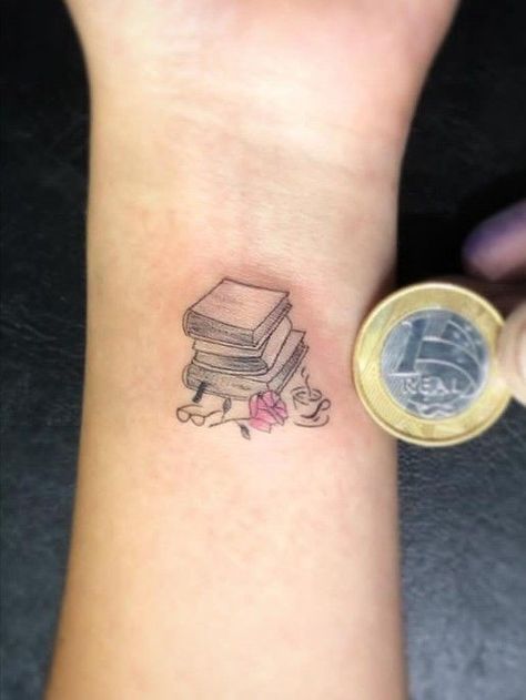 Book And Glasses Tattoo, Tiny Book Tattoo, Book Themed Tattoos, Tree With Birds Tattoo, Tattoos Mermaid, Tattoos Tree, Tattoos Ocean, Writer Tattoo, Book Tattoos