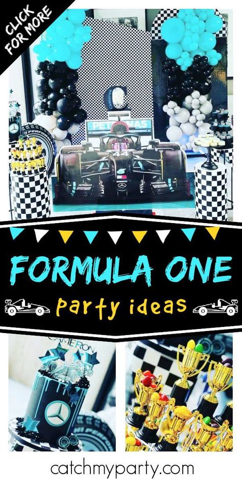 Mercedes Themed Party, Mercedes F1 Birthday Party, Lewis Hamilton Birthday Theme, 30th Birthday Racing Theme, Luxury Car Birthday Theme, Mercedes Birthday Party, Race Car Birthday Party Ideas For Adults, Red Bull F1 Birthday Party Ideas, F1 Party Food Ideas