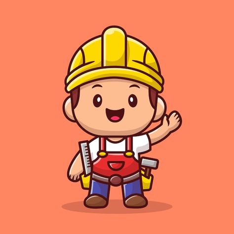 Engineer Cartoon, Illustration People, Vector Icons Illustration, Cad Design, Kawaii Cat, Cute Doodles, Cute Characters, Cartoon Illustration, Icon Illustration