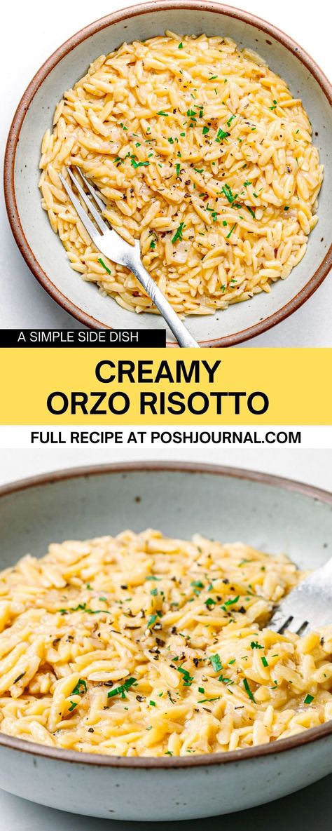 Fish Orzo Recipes, Orzo Sauce Recipes, Sauce For Orzo Pasta, Quick Orzo Recipes, Leftover Orzo Recipes, Delicious Orzo Recipes, Easy Orzo Recipes Dinners, Creamy Side Dishes, 1 Pot Orzo