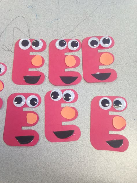 E is for Elmo ! Easy Preschool Craft Activity . Letter E Crafts, Letter E Art, Letter E Activities, Letter E Craft, Preschool Letter Crafts, Preschool Craft Activities, Easy Preschool Crafts, Alphabet Crafts Preschool, Abc Crafts