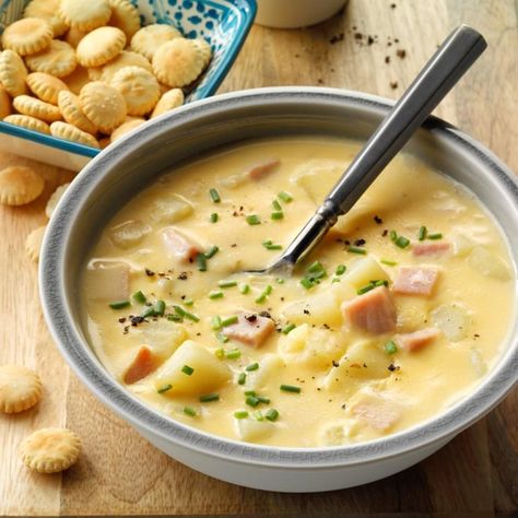 35 Recipes to Make When You Adore Velveeta Cheese | Taste of Home Ham Chowder Recipe, Ham Chowder, Velveeta Recipes, Ham Soup Recipes, Ham And Potato Soup, Cheesy Ham, Ham Soup, Leftover Ham, Winter Soups