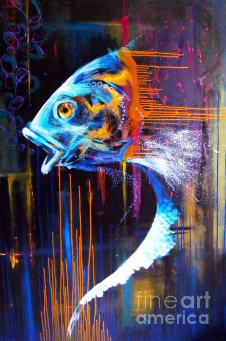 Fish Painting Ideas, Fish Art Painting, Abstract Fish Art, Abstract Fish Painting, Fish Abstract, Fish Paintings, Fish Clothing, Craft Painting, Watercolor Fish