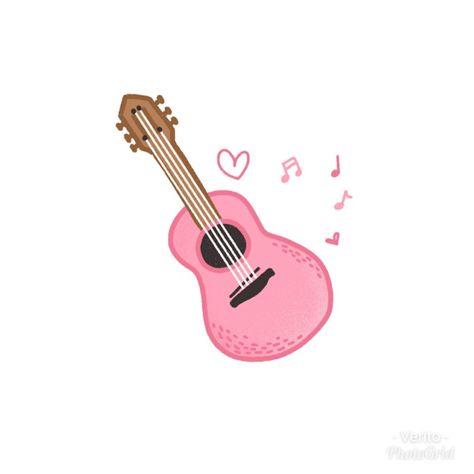 Pink Ukulele Aesthetic, Cute Guitar Drawing, Ukulele Drawing, Ukulele Aesthetic, Pink Ukulele, Microphone Drawing, Highlights Cover Instagram Friends, Ukulele Stickers, Guitar Clipart