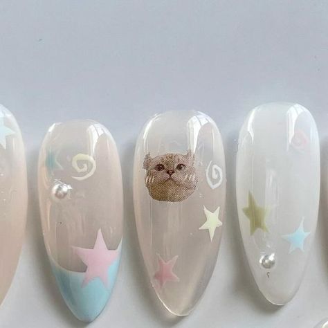 Cat Sticker Nails, Y2k Nails, Cat Stickers, Press On Nails, Confetti, Nail Inspo, Nail Art, Nails, 10 Things