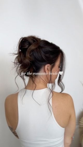 izzy | bridal + event hair | save for later 🎀 #romanticupdo #bridalhair #bridalhairstyles #bridalupdo #midibun #messybun #bridalhairstylist #destinationhairstylist | Instagram Bridal Updo Messy Bun, Messy Updo Bride, Messy Bun Bridal, Bridal Messy Bun, Updo Messy Bun, Updo Bride, Updo Messy, Messy High Bun, Event Hair