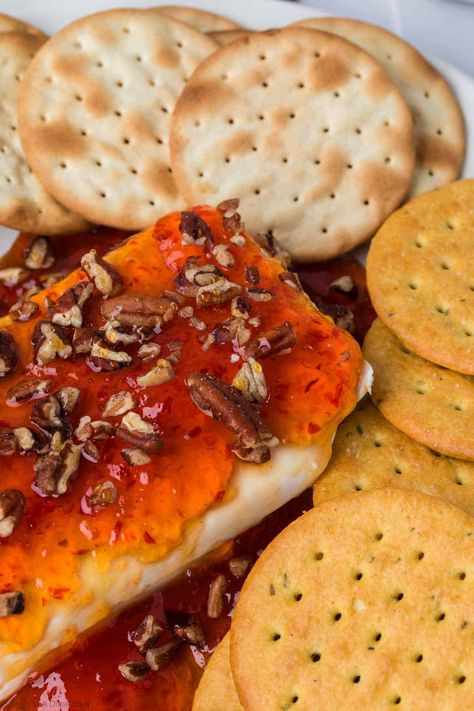 Cream Cheese and Pepper Jelly - Eating on a Dime Cream Cheese And Jelly Dip, Cream Cheese With Pepper Jelly, Cream Cheese And Pepper Jelly, Cheese And Pepper Jelly, Cream Cheese Salsa Dip, Pepper Jelly Dip, Cheese Recipes Appetizers, Pepper Jelly Recipes, Layered Dip Recipes