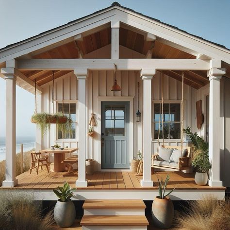 28 Coastal Cottage Exterior Designs to Inspire Your Dream Beachside Home - placeideal.com Beach Cottage Style Exterior, Coastal Exteriors, Coastal Cottage Exterior, Coastal Farmhouse Exterior, Lakehouse Exterior, Exterior Beach House, White Cottages, Unique Paint Colors, Coastal Bungalow