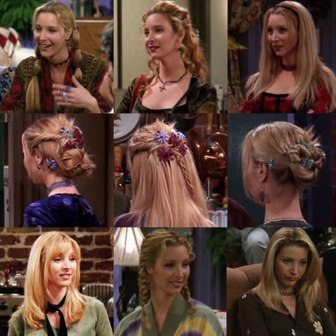 2000s Movie Hairstyles, 90 S Hairstyles Women, 90s Scrunchie Hair, 90s Whimsigoth Hair, 90s Hoco Hair, Phoebe Buffay Hair Tutorial, 2000s Formal Hairstyles, Friends Tv Show Hairstyles, Whimsigothic Hairstyles