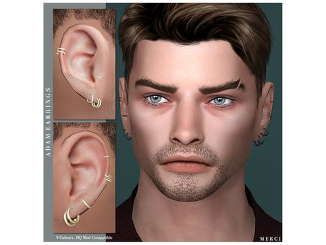 Male Ear Piercing, Sims 4 Men Clothing, Jewlery Earrings, Sims 4 Hair Male, Men's Piercings, Sims 4 Piercings, Sims 4 Tattoos, Sims 4 Teen, Sims 4 Toddler