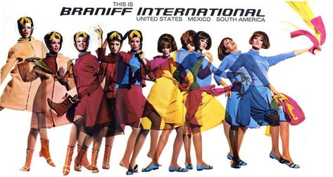 Braniff Conference to explore the Dallas-based airline's legacy in design Vintage Stewardess, Mary Wells, 1960s Advertising, Colorful Skies, Dfw Airport, Branding Campaign, Airline Stewardess, Airline Uniforms, Flight Attendant Fashion