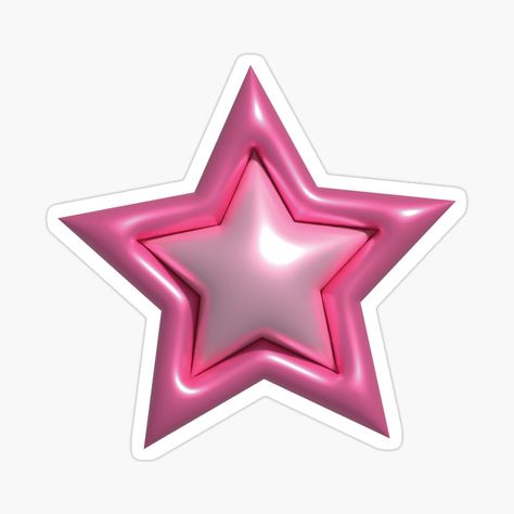 Chrome Star, Star 3d, Y2k Stickers, Sticker Chart, Cocoppa Wallpaper, Pink Chrome, Iphone Case Stickers, Pink Star, 3d Stickers