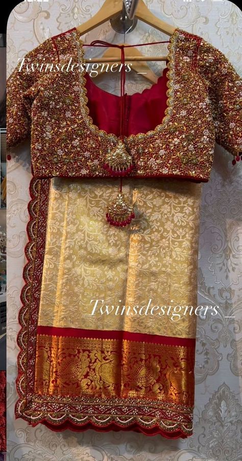 Bridal Work Blouse Designs South Indian, Pattu Border Blouse Designs Latest, Red South Indian Wedding Saree, Pattu Saree Border Work Designs, Work Blouses Latest, Magam Work Blouses Latest, Magam Work Blouses, Pattu Sarees Wedding, Latest Pattu Sarees