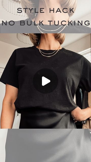 Crew Neck Tshirt Women Outfit, How To Tuck A Sweater Into A Skirt, How To Tuck A Shirt Into A Skirt, Skirt Too Big Hack, Tucking Hacks, Shirt Tucking Hacks, Style Hacks Fashion, T Shirt Hacks, Amazon Fashion Finds