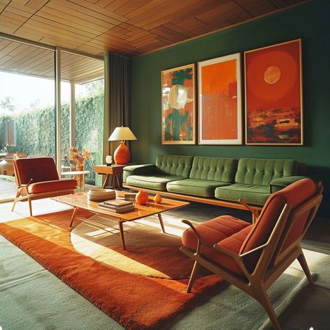 70s Home Decor 1970s Interior Design, 1970s Aesthetic Home, Midcentury Modern Interior Design, Danish Modern Living Room, 70s Living Room Decor, Midcentury Modern Interior, 1970s Interior Design, Midcentury Living, Retro Living Room Decor