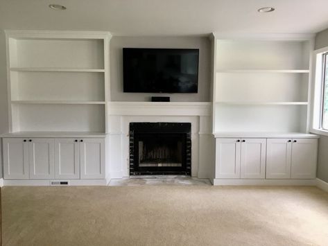 Built In Cabinets Around Fireplace, Cabinets Around Fireplace, Built In Cabinets, Bookshelves, Built In, Fireplace, Living Room