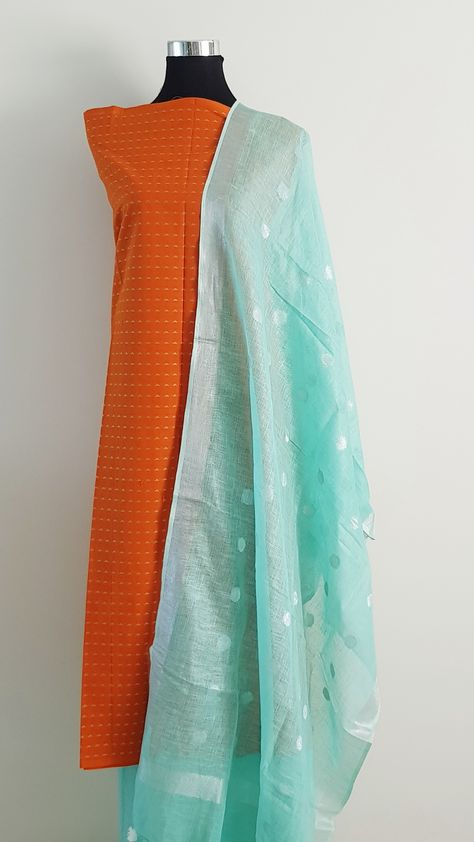 Handloom cotton top n bottom with linen dupatta Linen Dupatta, Dupatta Set, Cotton Top, Cotton Tops