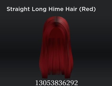 Try it😊 Bloxburg Outfit Codes Red Hair, Red Hair Codes Brookhaven, Red Hair Code Brookhaven, Red Hair Codes Berry Ave, Roblox Codes For Hair Red, Roblox Hair Codes Red, Roblox Red Outfit Codes, Berry Avenue Codes Red Hair, Bloxburg Red Hair Codes