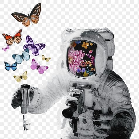 Astronaut With Butterflies, Astronaut Aesthetic, Astronaut Png, Collage Png, Creative Collage, Aesthetic Journal, Png Aesthetic, Awesome Designs, Journal Printable