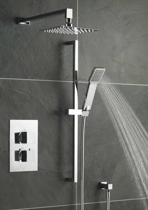 Vado Shower package Trending Bathrooms, Taps Design, Small Washroom, Washroom Interior, Grey Bathroom, Complete Bathrooms, Bathroom Taps, Shower Taps, Grey Bathrooms