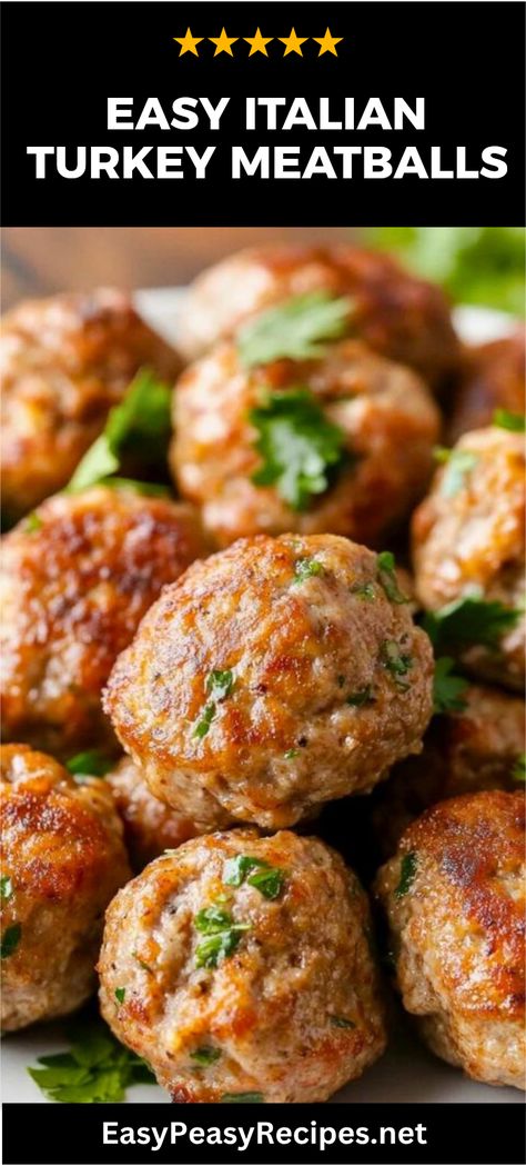 Discover this easy and delicious Italian turkey meatballs recipe! Perfect for busy weeknights, these meatballs are packed with flavor and lean protein. Made with ground turkey, fresh herbs, and a splash of marinara, they are both healthy and satisfying. Serve them over your favorite pasta, or tuck them into a sub for a mouthwatering meatball sandwich. Your family will love this savory delight with a hint of Italian essence. Whether you’re cooking for a crowd or just for yourself, these turkey meatballs are a go-to dish you won’t want to miss! Jalapeño Turkey Meatballs, Best Turkey Meatballs Recipe, Easy Ground Turkey Meatballs, Turkey Italian Meatballs, Turkey Sausage Meatballs, Ground Turkey Meatball Recipes, Italian Meatball Recipes, Turkey Meatball Recipes, Easy Turkey Meatballs