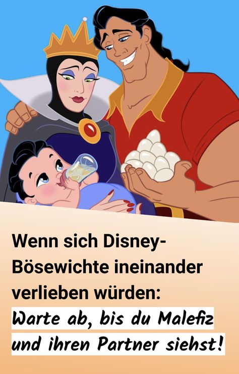 In den Disney-Filmen arbeiten die Bösewichte meistens gegen die Liebe. Doch wie würde es aussehen, wenn sie sich selbst ineinander verlieben würden? Die Liebe zwischen Malefiz, Yzma, der bösen Königin, Gaston, Hades und Ursula wird dir sicher ein Lächeln auf die Lippen zaubern. Was die Disney Figuren zu den Beziehungen wohl sagen würden? Family Guy, Film, Disney, Movie Posters, Fictional Characters, Quick Saves, Film Posters