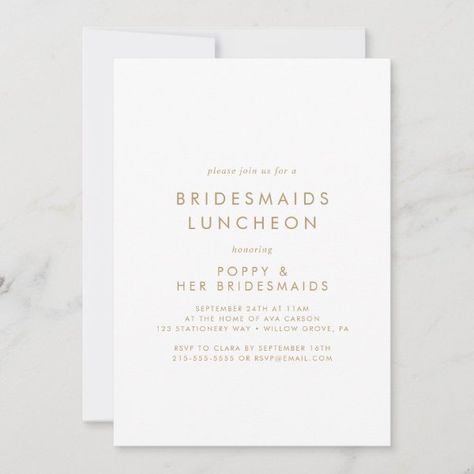 Chic Gold Typography Bridesmaids Luncheon Invitation Bridesmaid Luncheon Ideas, Bridesmaid Brunch Invitations, Bridesmaid Brunch, Wedding Invitation Background, Gold Typography, Bridesmaid Luncheon, Invitation Background, Bridal Luncheon, Brunch Invitations