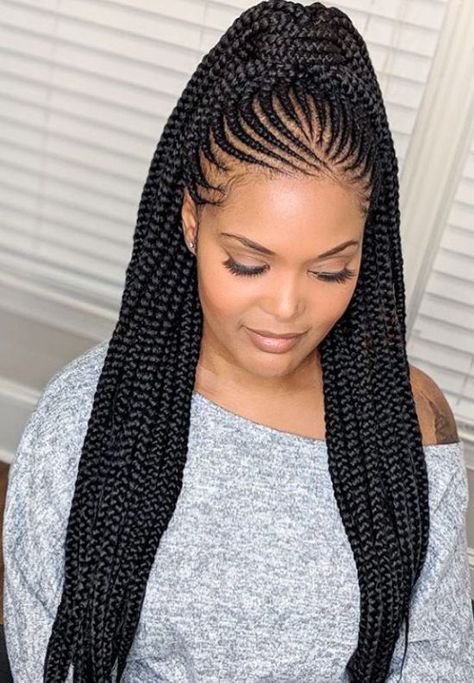 The Coolest and Cutest Cornrows to Wear in 2020 - Curly Craze Feed In Braids Ponytail, African Braids Hairstyles Pictures, Isee Hair, Diy Hairstyle, Trendy We Fryzurach, Hairstyle Fashion, African Hair Braiding Styles, Braids Hairstyles Pictures, Braided Ponytail Hairstyles