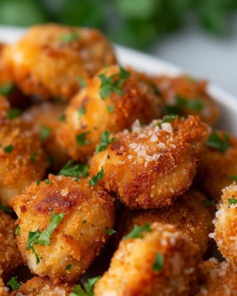 Garlic Parmesan Chicken Bites, Parmesan Chicken Bites, Warm Pasta Salad, Casserole Kitchen, Snack Bites, Garlic Parmesan Chicken, Parmesan Chicken, Recipes Appetizers And Snacks, Chicken Bites