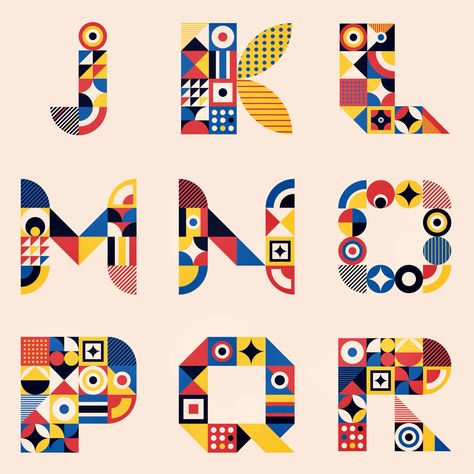 Geometric Letter Logo, Bauhaus Illustration, Typography Geometric, Geometric Letters, Geometric Typography, Geometric Alphabet, Architecture Thesis, Adobe Illustration, Graphic Design School