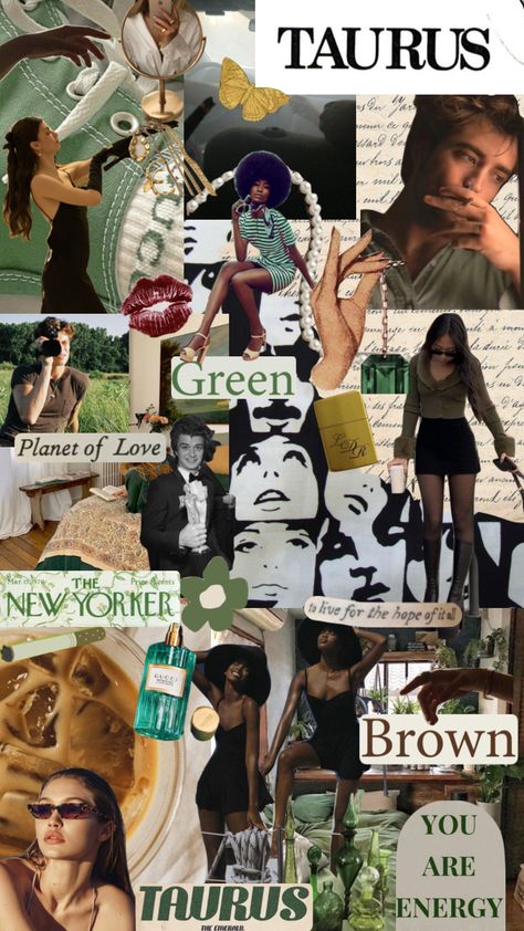 Taurus Collage Wallpaper, Taurus Astethic, Taurus Mood Board, Taurus Midheaven Aesthetic, Taurus Style Aesthetic, Taurus Moodboard Aesthetic, Taurus Season Aesthetic, Taurus Fashion Aesthetic, Taurus Girl Aesthetic