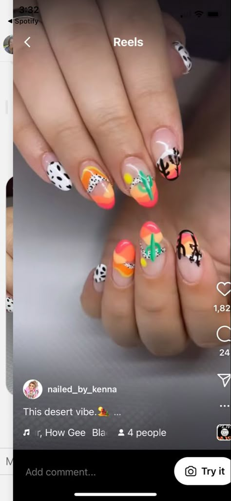 Bright Western Nails, Spring Western Nails, Western Spring Nails, Southwest Nails, Summer Western Nails, Cactus Nails, Aztec Nail Art, Cowboy Nails, Future Nails