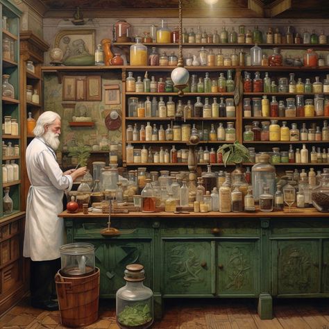 "Gateway to Wellness: Pharmacy's Intersection of Medicines, Health, and Science" Pharmacy Store Aesthetic, 18th Century Apothecary, Vintage Pharmacy Aesthetic, Pet Moodboard, Fantasy Pharmacy, Victorian Pharmacy, Pharmacy Aesthetic, Apothecary Shoppe, Old Pharmacy