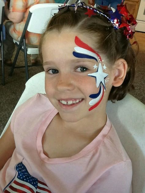 Patriotic July 4th Face Painting Ideas, Memorial Day Face Paint, Forth Of July Face Painting, Patriotic Face Painting Ideas, Patriotic Face Paint, 4th Of July Face Paint, July Face Paint, Face Painting Ideas For Kids, Face Painting Images